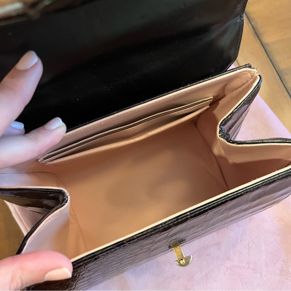 Vintage Crocodile Dark Brown Handbag - Professionally Restored - Picture 9 of 14